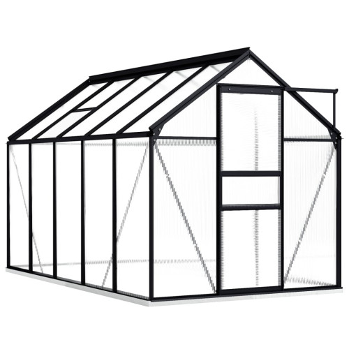 vidaXL Växthus med basram antracit aluminium 5,89 m²