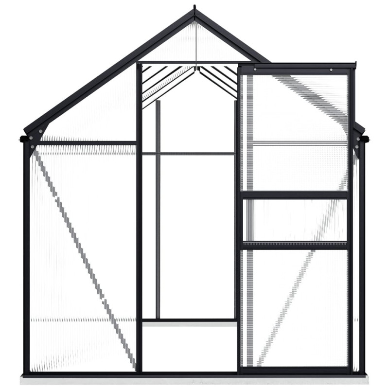 Produktbild för Växthus med basram antracit aluminium 5,89 m²