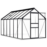 Miniatyr av produktbild för Växthus med basram antracit aluminium 7,03 m²