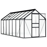 Miniatyr av produktbild för Växthus med basram antracit aluminium 8,17 m²