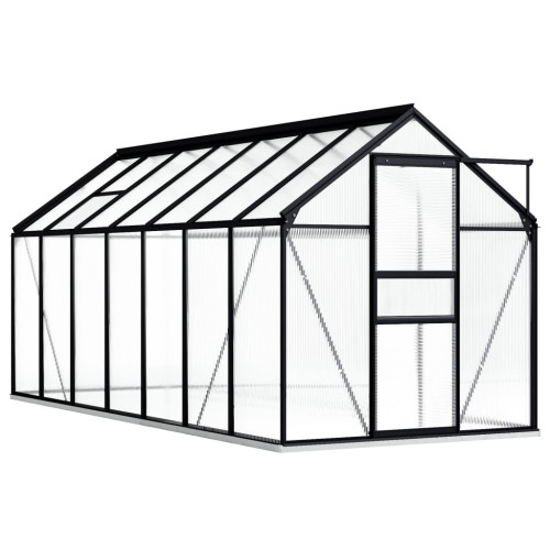 vidaXL Växthus med basram antracit aluminium 8,17 m²