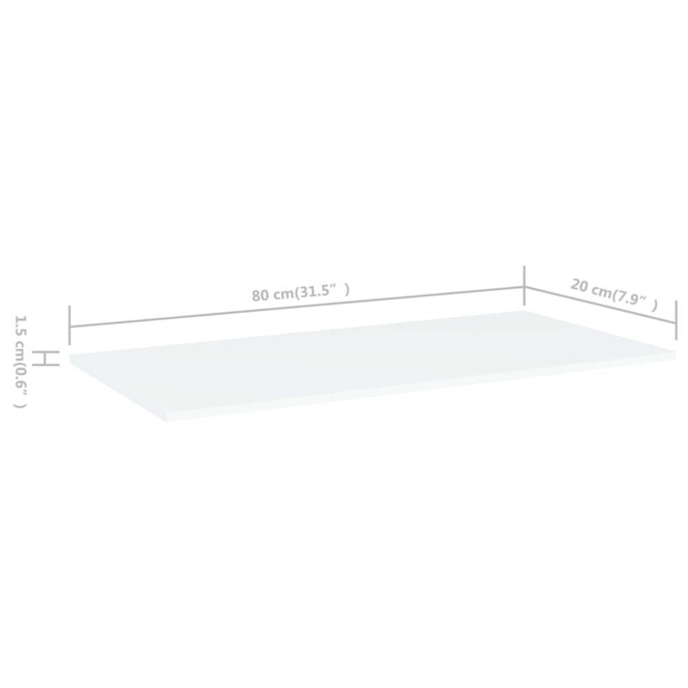 Produktbild för Hyllplan 4 st vit 80x20x1,5 cm konstruerat trä