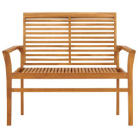 Produktbild för Trädgårdsbänk med beige dyna 112 cm massiv teak