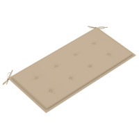 Produktbild för Trädgårdsbänk med beige dyna 112 cm massiv teak