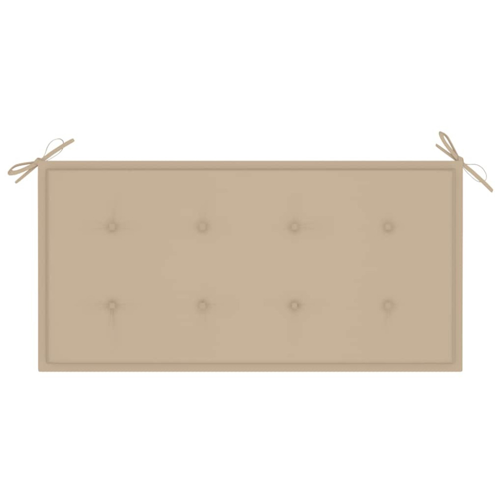 Produktbild för Trädgårdsbänk med beige dyna 112 cm massiv teak