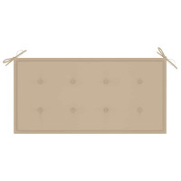 Produktbild för Trädgårdsbänk med beige dyna 112 cm massiv teak