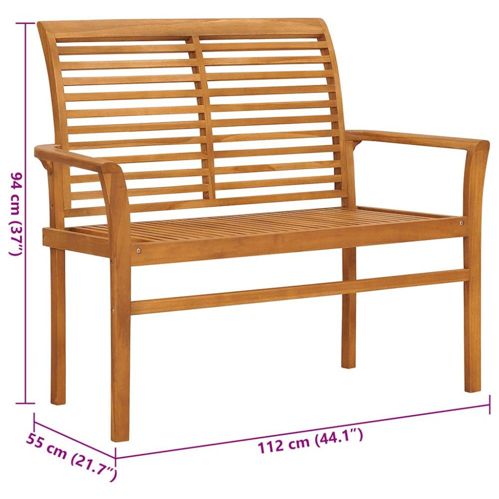 Produktbild för Trädgårdsbänk med beige dyna 112 cm massiv teak