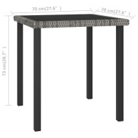 Produktbild för Trädgårdsbord grå 70x70x73 cm konstrotting
