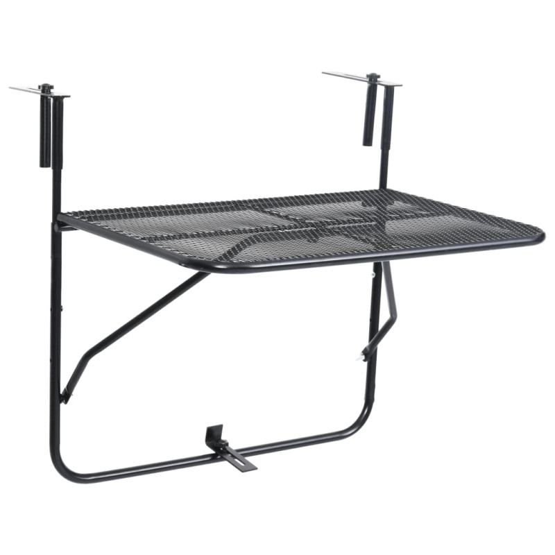 Produktbild för Balkongbord svart 60x40 cm stål