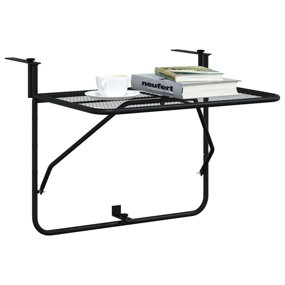 Produktbild för Balkongbord svart 60x40 cm stål