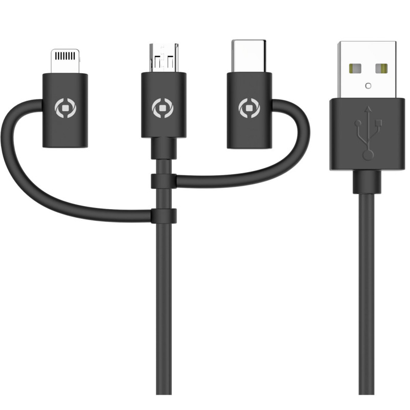 Produktbild för 3-i-1-kabel MicroUSB / Lightning / USB-C 1m