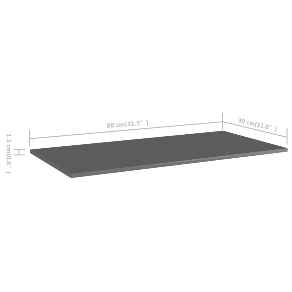 Produktbild för Hyllplan 8 st grå högglans 80x30x1,5 cm konstruerat trä