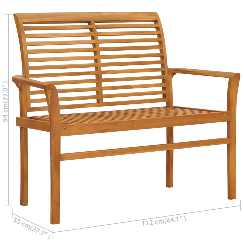 Produktbild för Trädgårdsbänk med röd dyna 112 cm massiv teak