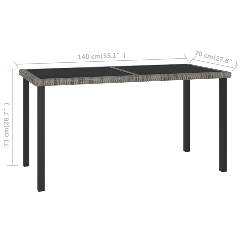 Produktbild för Trädgårdsbord grå 140x70x73 cm konstrotting