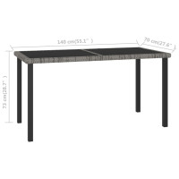 Produktbild för Trädgårdsbord grå 140x70x73 cm konstrotting