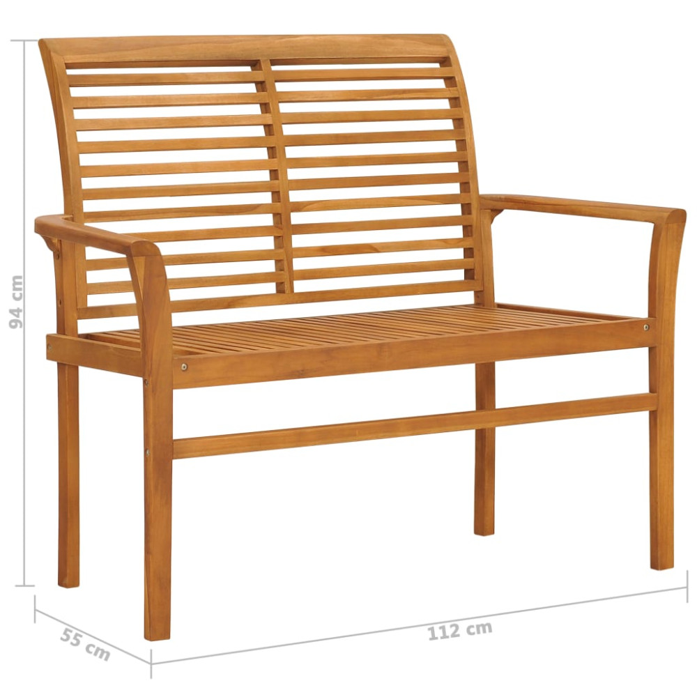 Produktbild för Trädgårdsbänk med blå dyna 112 cm massiv teak