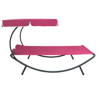 Produktbild för Solsäng med tak & kuddar rosa