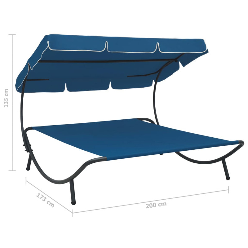 Produktbild för Solsäng med tak blå