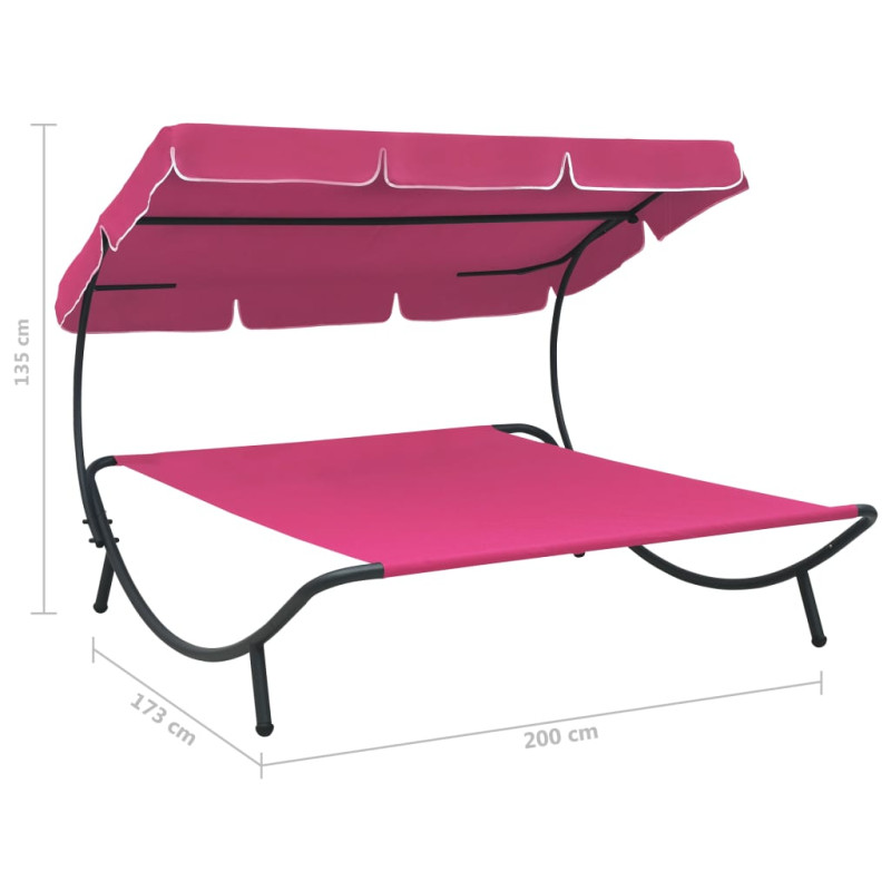 Produktbild för Solsäng med tak rosa
