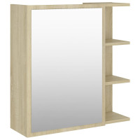 Miniatyr av produktbild för Spegelskåp för badrum sonoma-ek 62,5x20,5x64 cm konstruerat trä