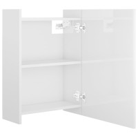 Miniatyr av produktbild för Spegelskåp för badrum vit högglans 62,5x20,5x64 cm spånskiva