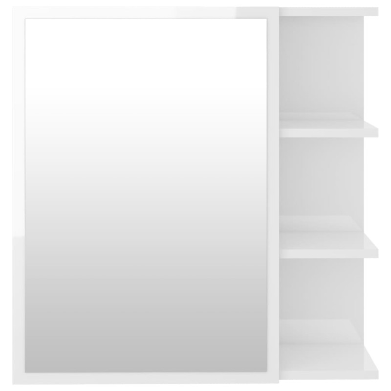 Produktbild för Spegelskåp för badrum vit högglans 62,5x20,5x64 cm spånskiva
