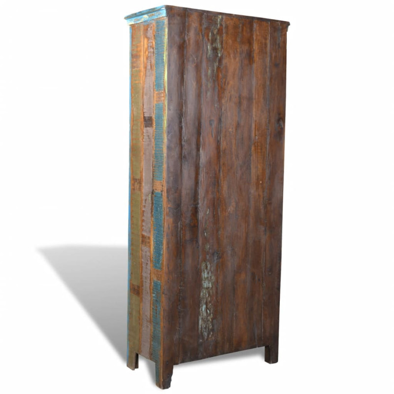 Produktbild för Bokhylla återvunnet trä flerfärgat med 5 hyllor & 2 dörrar