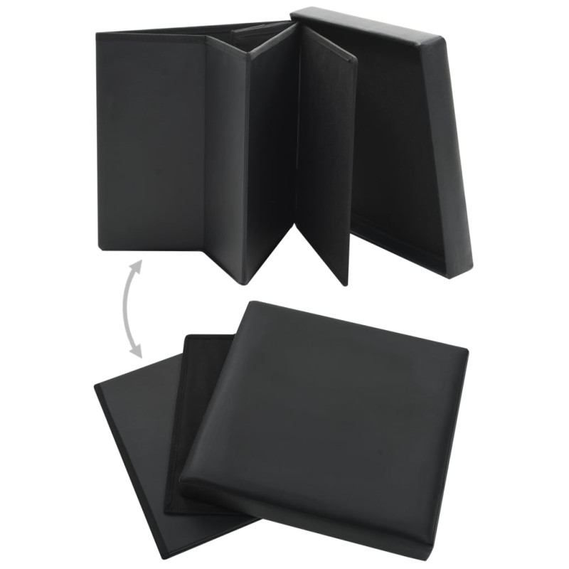 Produktbild för Hopfällbara förvaringspallar 2 st svart konstläder