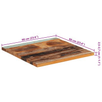 Produktbild för Fyrkantig bordsskiva 60x60 cm 25-27 mm massivt återvunnet trä