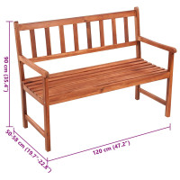 Produktbild för Trädgårdsbänk med dyna 120 cm massivt akaciaträ