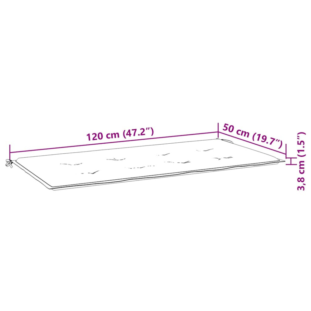 Produktbild för Trädgårdsbänk med dyna 120 cm massivt akaciaträ