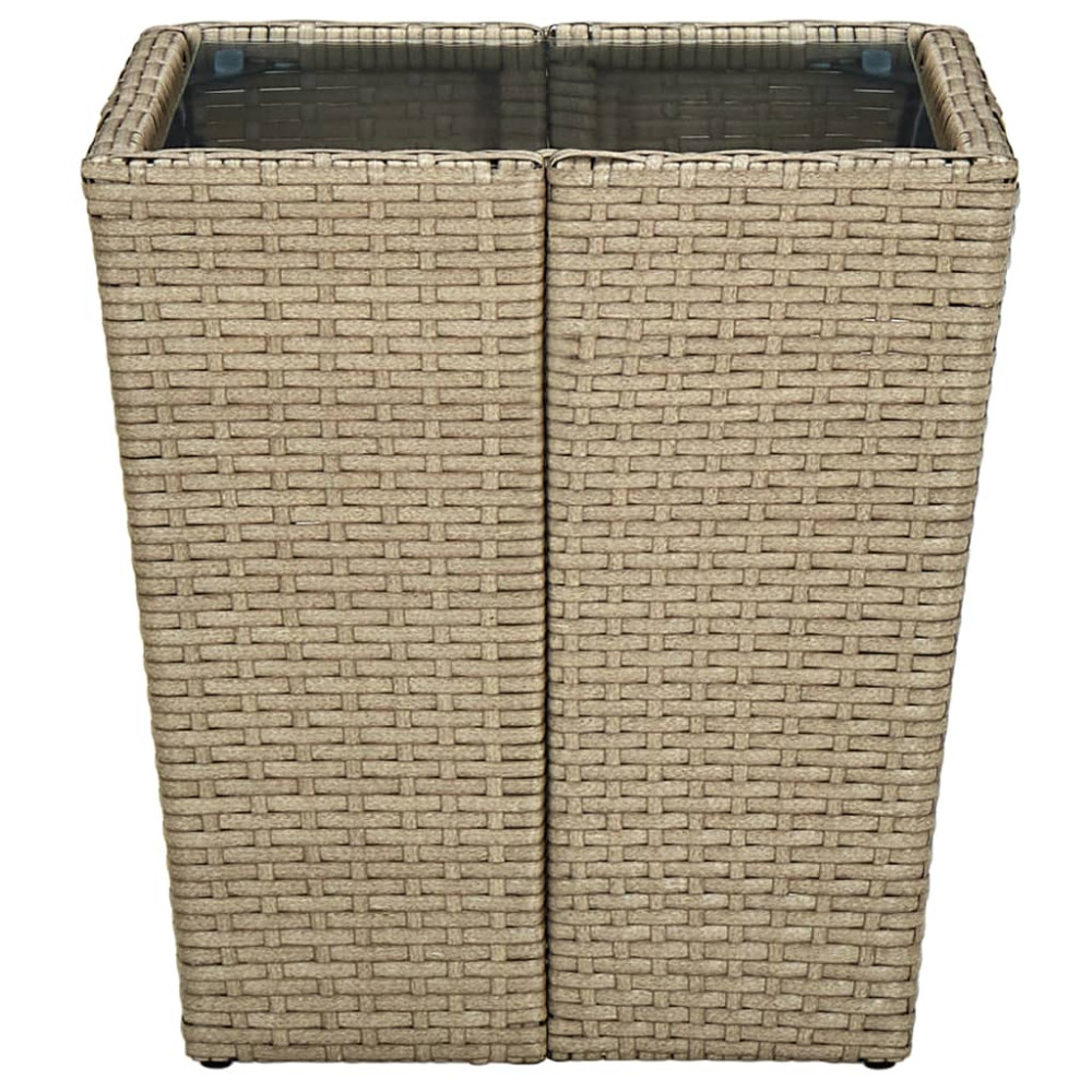 Produktbild för Tebord beige 41,5x41,5x44 cm konstrotting och härdat glas