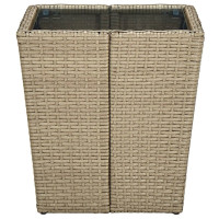 Produktbild för Tebord beige 41,5x41,5x44 cm konstrotting och härdat glas