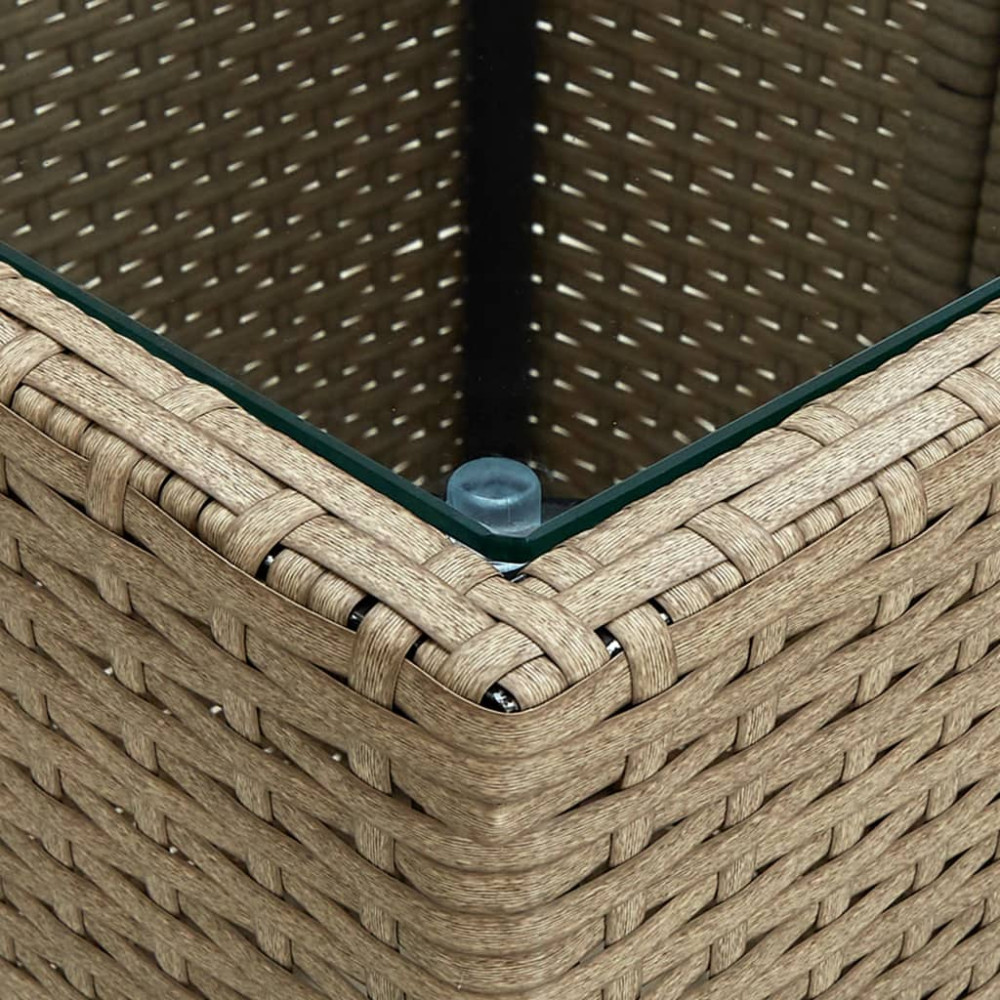 Produktbild för Tebord beige 41,5x41,5x44 cm konstrotting och härdat glas