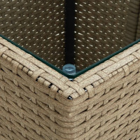 Produktbild för Tebord beige 41,5x41,5x44 cm konstrotting och härdat glas