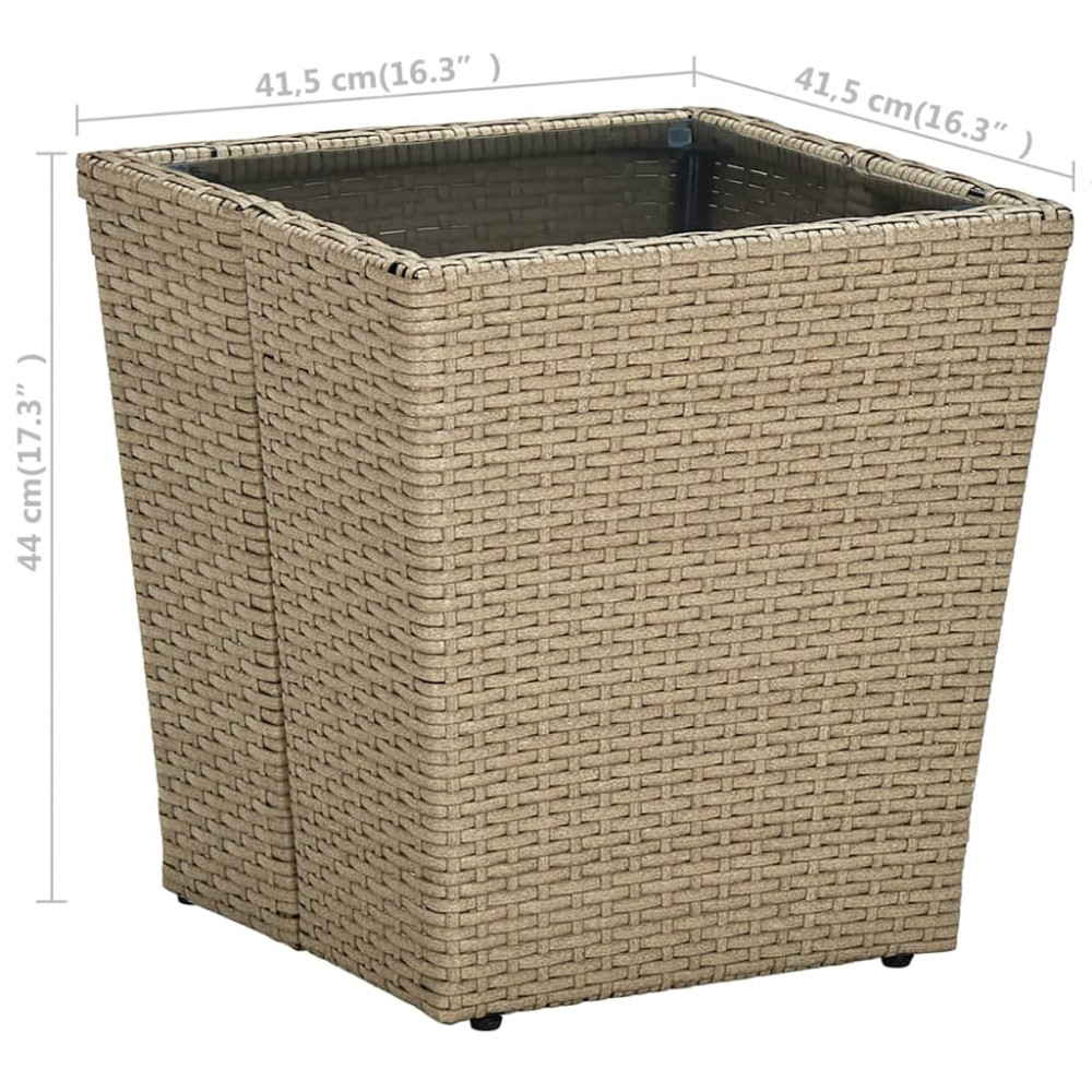 Produktbild för Tebord beige 41,5x41,5x44 cm konstrotting och härdat glas