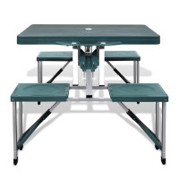 Miniatyr av produktbild för Hopfällbart campingbord med 4 stolar i aluminium ljusgrönt