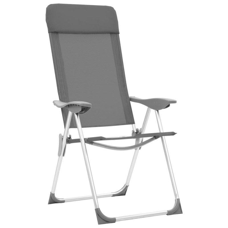 Produktbild för Hopfällbara campingstolar 2 st aluminium grå