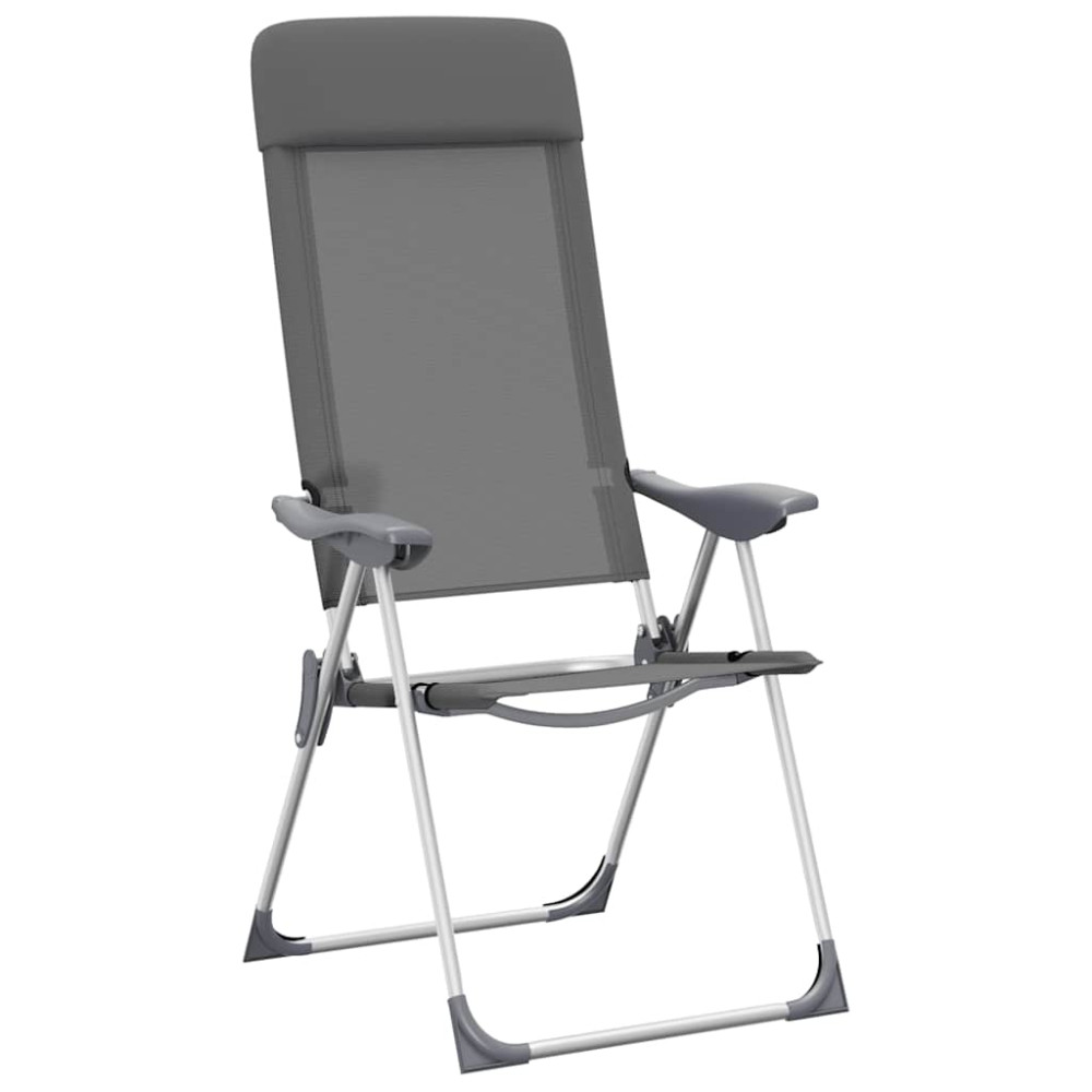 Produktbild för Hopfällbara campingstolar 2 st aluminium grå