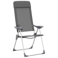 Produktbild för Hopfällbara campingstolar 2 st aluminium grå