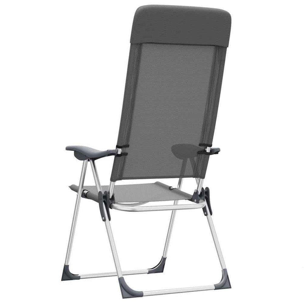 Produktbild för Hopfällbara campingstolar 2 st aluminium grå