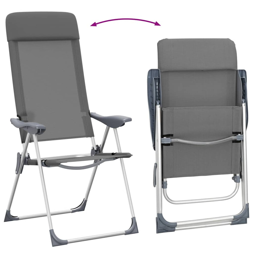 Produktbild för Hopfällbara campingstolar 2 st aluminium grå