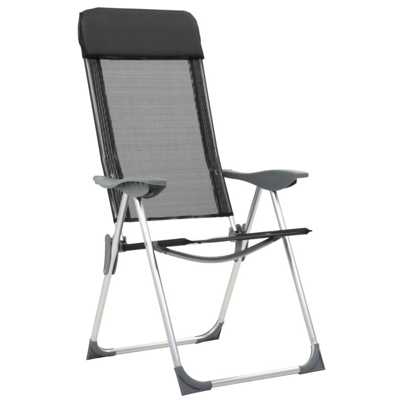 Produktbild för Hopfällbara campingstolar 2 st aluminium svart