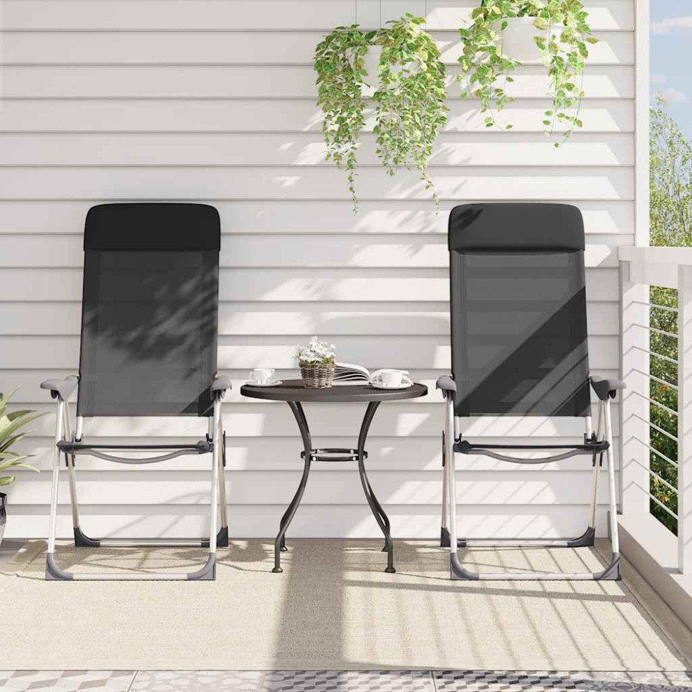 Produktbild för Hopfällbara campingstolar 2 st aluminium svart