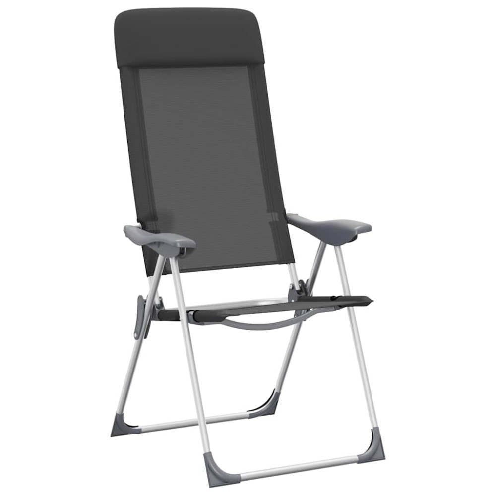 Produktbild för Hopfällbara campingstolar 2 st aluminium svart