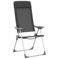 Produktbild för Hopfällbara campingstolar 2 st aluminium svart
