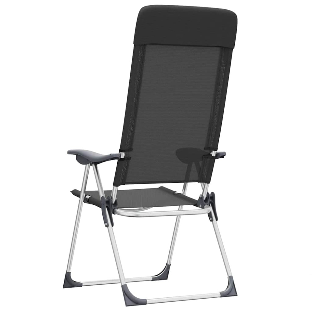 Produktbild för Hopfällbara campingstolar 2 st aluminium svart