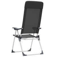 Produktbild för Hopfällbara campingstolar 2 st aluminium svart