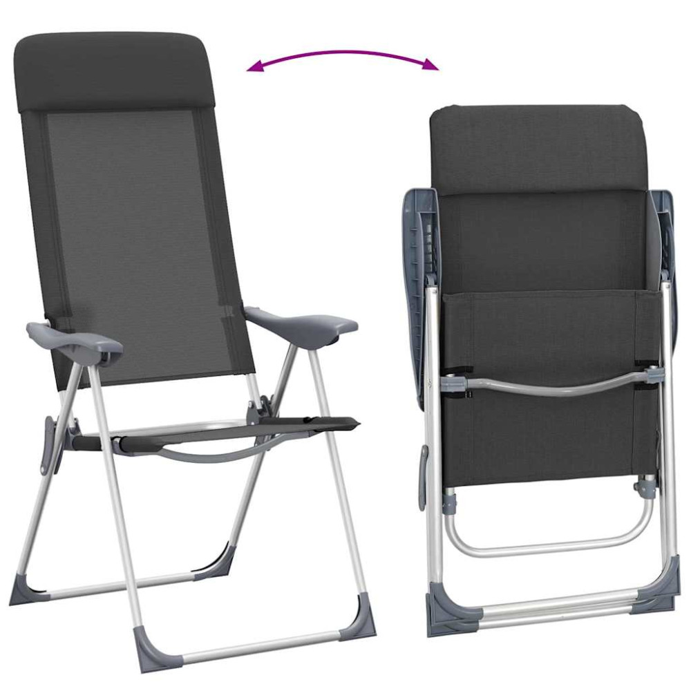 Produktbild för Hopfällbara campingstolar 2 st aluminium svart