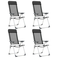 Miniatyr av produktbild för Hopfällbara campingstolar 4 st aluminium svart